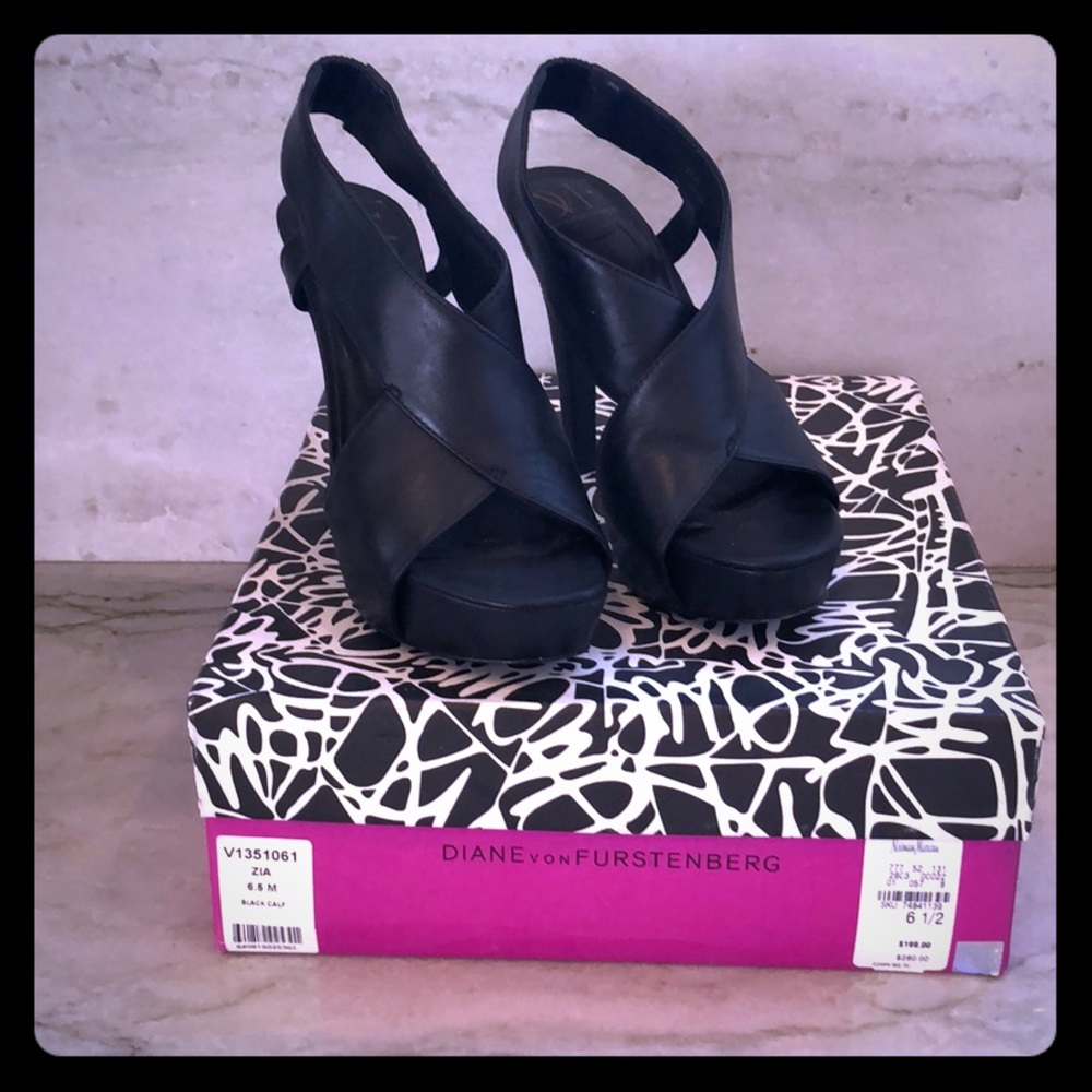 Black high heeled sandals